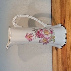 Gerald Porzellan Pink Rose Floral Porcelain Pitcher. Bavaria, Germany 6967/2